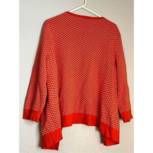 C wonder  Cardigan Sweater XL Tangerine Sleeve Scallop Print Button Up - Picture 3 of 3